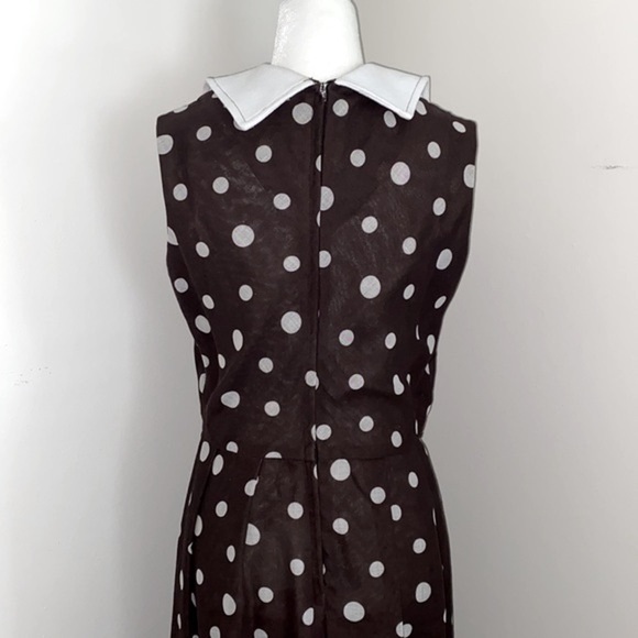 Vintage 70’s chocolate brown white polka dot maxi dress - Picture 7 of 11